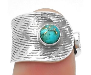 Adjustable - Copper Blue Turquoise Ring size-6 SDR170111 R-1319, 5x5 mm