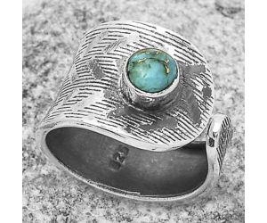 Adjustable - Copper Blue Turquoise Ring size-6 SDR170111 R-1319, 5x5 mm