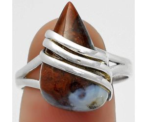 Natural Red Moss Agate Ring size-9 SDR170703 R-1444, 12x19 mm