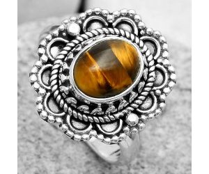 Natural Tiger Eye - Africa Ring size-7 SDR171028 R-1256, 7x9 mm