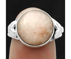 Natural Pink Scolecite Ring size-7 SDR172198 R-1261, 13x13 mm