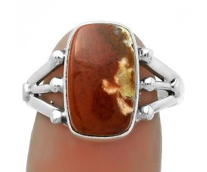 Natural Red Moss Agate Ring size-8.5 SDR172202 R-1003, 9x14 mm