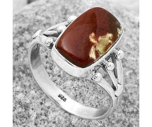 Natural Red Moss Agate Ring size-8.5 SDR172202 R-1003, 9x14 mm