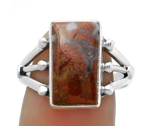 Natural Red Moss Agate Ring size-9 SDR172203 R-1003, 8x15 mm