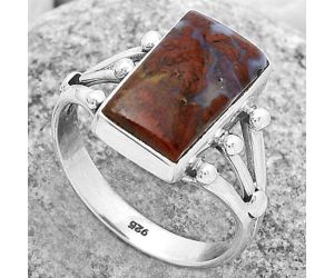 Natural Red Moss Agate Ring size-9 SDR172203 R-1003, 8x15 mm