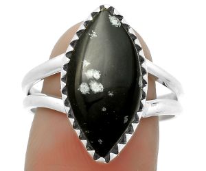 Natural Snow Flake Obsidian Ring size-9 SDR172351 R-1210, 10x20 mm