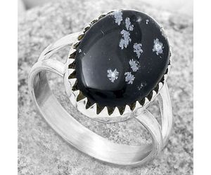 Natural Snow Flake Obsidian Ring size-9 SDR172353 R-1210, 13x17 mm