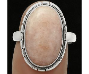 Natural Pink Scolecite Ring size-7.5 SDR172515 R-1011, 11x18 mm