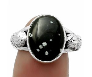Natural Snow Flake Obsidian Ring size-8 SDR172630 R-1261, 11x14 mm