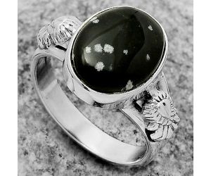 Natural Snow Flake Obsidian Ring size-8 SDR172630 R-1261, 11x14 mm