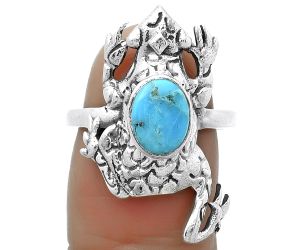 Frog - Kingman Turquoise With Pyrite Ring size-7.5 SDR172786 R-1113, 6x8 mm