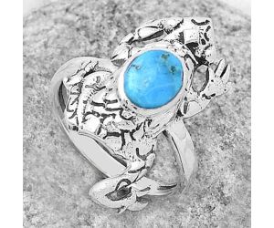 Frog - Kingman Turquoise With Pyrite Ring size-7.5 SDR172786 R-1113, 6x8 mm