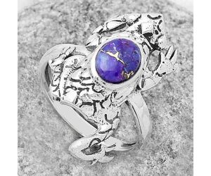 Frog - Natural Copper Purple Turquoise Ring size-8 SDR172787 R-1113, 6x8 mm