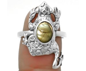 Frog - Natural Copper Abalone Shell Ring size-7.5 SDR172880 R-1113, 6x8 mm