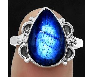 Blue Fire Labradorite - Madagascar Ring size-8.5 SDR173227 R-1103, 10x16 mm