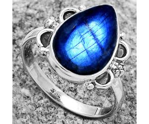 Blue Fire Labradorite - Madagascar Ring size-8.5 SDR173227 R-1103, 10x16 mm