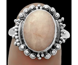 Natural Pink Scolecite Ring size-7.5 SDR173716 R-1124, 10x13 mm