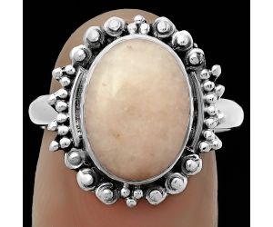 Natural Pink Scolecite Ring size-8 SDR173718 R-1124, 9x13 mm