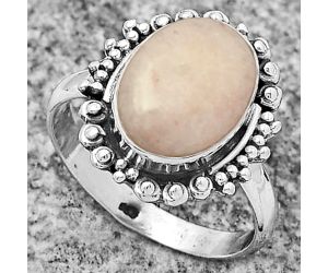 Natural Pink Scolecite Ring size-8 SDR173718 R-1124, 9x13 mm