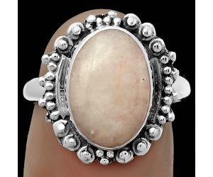 Natural Pink Scolecite Ring size-7 SDR173719 R-1124, 9x13 mm