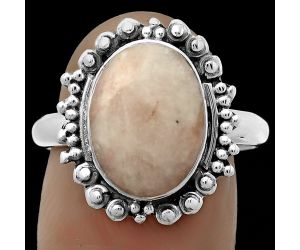 Natural Pink Scolecite Ring size-8.5 SDR173720 R-1124, 9x13 mm