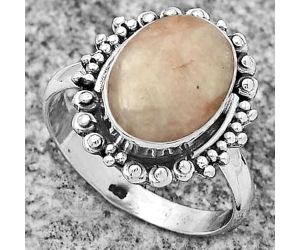 Natural Pink Scolecite Ring size-8.5 SDR173720 R-1124, 9x13 mm