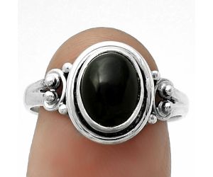 Natural Black Onyx - Brazil Ring size-7.5 SDR173925 R-1283, 7x9 mm