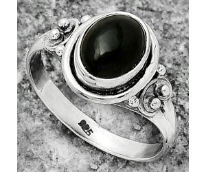 Natural Black Onyx - Brazil Ring size-7.5 SDR173925 R-1283, 7x9 mm