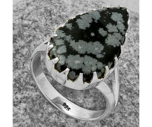 Natural Snow Flake Obsidian Ring size-7 SDR174328 R-1210, 12x22 mm