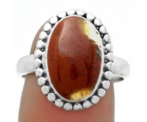 Natural Red Moss Agate Ring size-8.5 SDR174563 R-1071, 10x15 mm