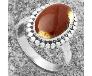 Natural Red Moss Agate Ring size-8.5 SDR174563 R-1071, 10x15 mm