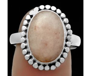 Natural Pink Scolecite Ring size-8 SDR174575 R-1071, 10x14 mm