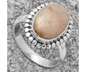 Natural Pink Scolecite Ring size-8 SDR174575 R-1071, 10x14 mm