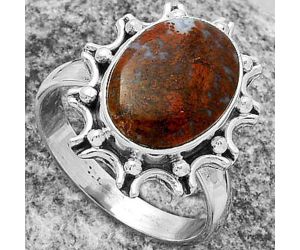 Natural Red Moss Agate Ring size-9 SDR174711 R-1189, 11x15 mm