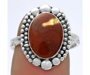 Natural Red Moss Agate Ring size-8 SDR174879 R-1154, 9x12 mm