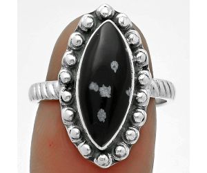 Natural Snow Flake Obsidian Ring size-8 SDR175012 R-1124, 7x17 mm