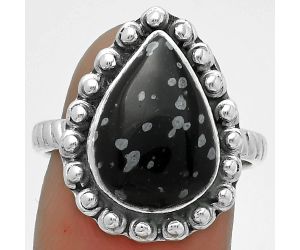 Natural Snow Flake Obsidian Ring size-8 SDR175014 R-1124, 11x15 mm