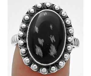 Natural Snow Flake Obsidian Ring size-8 SDR175015 R-1124, 11x15 mm
