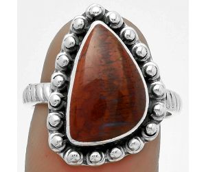 Natural Red Moss Agate Ring size-8 SDR175029 R-1124, 9x15 mm