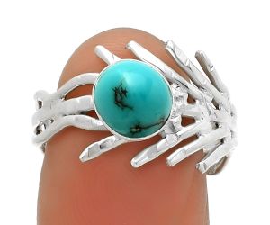 Natural Kingman Turquoise 925 Sterling Silver Ring s.8 Jewelry R-1401, 7x7 mm