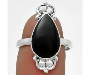 Natural Black Onyx - Brazil Ring size-8 SDR176093 R-1123, 9x15 mm