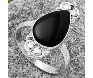 Natural Black Onyx - Brazil Ring size-8 SDR176093 R-1123, 9x15 mm