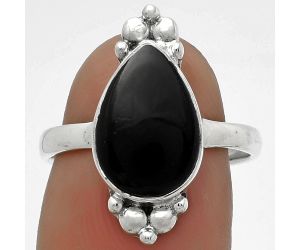 Natural Black Onyx - Brazil Ring size-7.5 SDR176100 R-1123, 9x13 mm