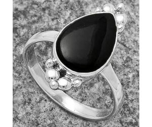 Natural Black Onyx - Brazil Ring size-7.5 SDR176100 R-1123, 9x13 mm