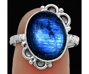 Blue Fire Labradorite - Madagascar Ring size-8.5 SDR176842 R-1103, 12x15 mm