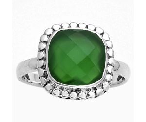 Faceted Natural Green Onyx Ring size-8 SDR176957 R-1071, 10x10 mm