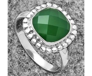 Faceted Natural Green Onyx Ring size-8 SDR176957 R-1071, 10x10 mm