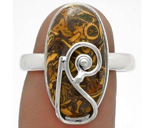 Natural Coquina Fossil Jasper - India Ring size-8 SDR177373 R-1478, 10x19 mm