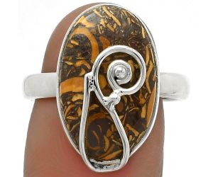 Coquina Fossil Jasper - India Ring size-8.5 SDR177374 R-1478, 12x19 mm