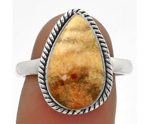 Natural Coral Jasper Ring size-8 SDR177438 R-1009, 9x16 mm